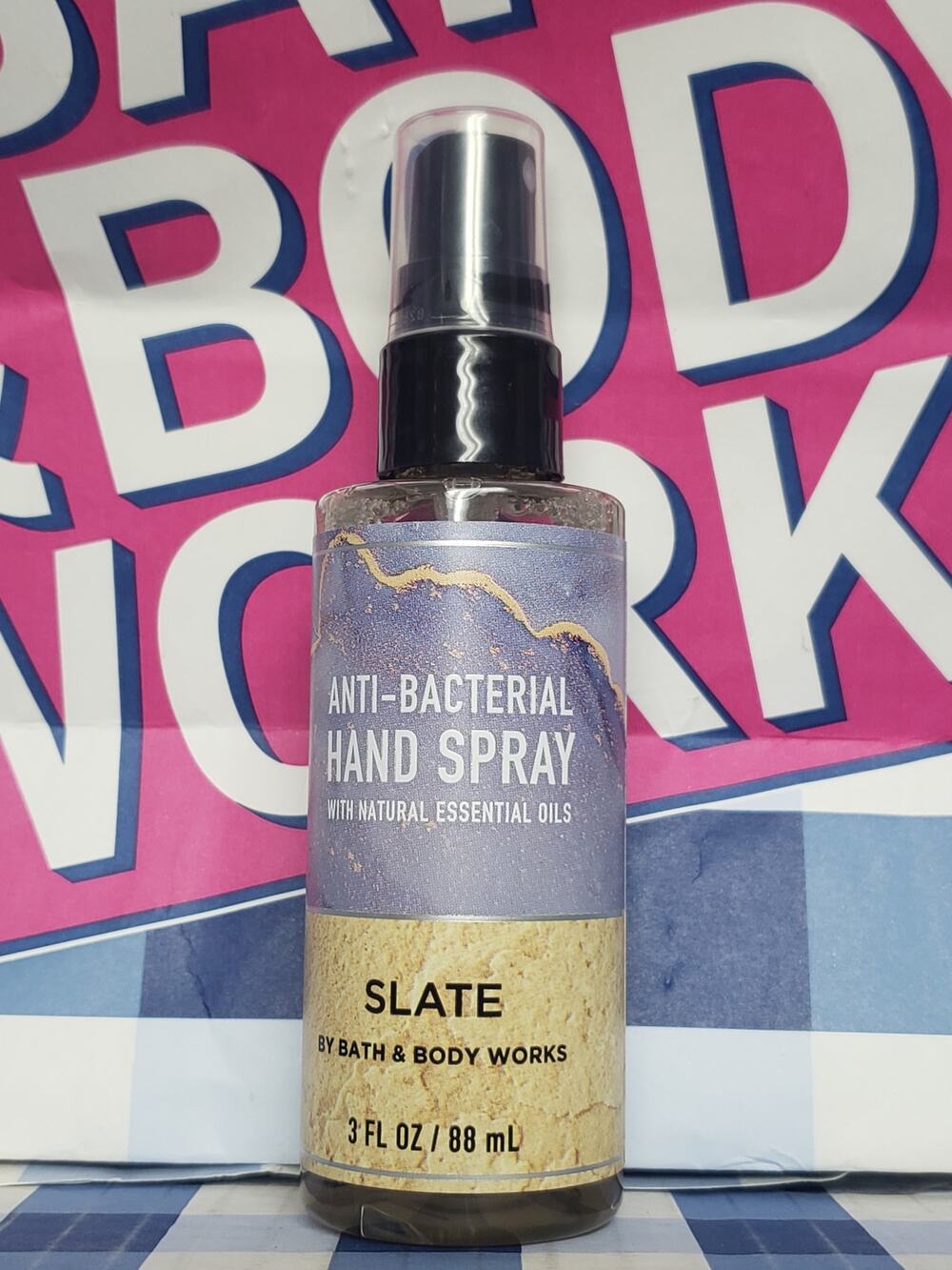 BBW Slate 3 oz Anti Bacterial Hand Spray With Natural Essential Oils